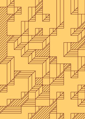 Edward Zajec 'in 1971' deki Il Cubo 'sunun uygulanması. Esasen 8 taştan oluşan bir Truchet fayans seti ve yerleştirme sanatı illüstrasyonu için kurallar