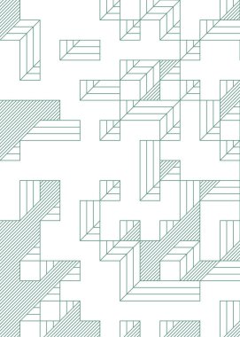 Edward Zajec 'in 1971' deki Il Cubo 'sunun uygulanması. Esasen 8 taştan oluşan bir Truchet fayans seti ve yerleştirme sanatı illüstrasyonu için kurallar