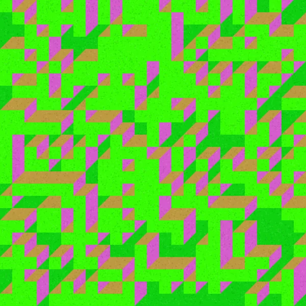 Edward Zajec 'in 1971' deki Il Cubo 'sunun uygulanması. Esasen 8 taştan oluşan bir Truchet fayans seti ve yerleştirme sanatı illüstrasyonu için kurallar