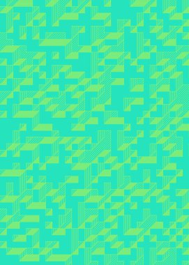 Edward Zajec 'in 1971' deki Il Cubo 'sunun uygulanması. Esasen 8 taştan oluşan bir Truchet fayans seti ve yerleştirme sanatı illüstrasyonu için kurallar