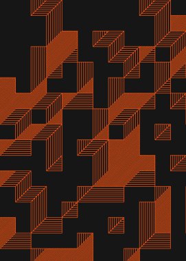 Edward Zajec 'in 1971' deki Il Cubo 'sunun uygulanması. Esasen 8 taştan oluşan bir Truchet fayans seti ve yerleştirme sanatı illüstrasyonu için kurallar