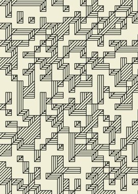 Edward Zajec 'in 1971' deki Il Cubo 'sunun uygulanması. Esasen 8 taştan oluşan bir Truchet fayans seti ve yerleştirme sanatı illüstrasyonu için kurallar