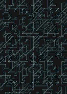 Edward Zajec 'in 1971' deki Il Cubo 'sunun uygulanması. Esasen 8 taştan oluşan bir Truchet fayans seti ve yerleştirme sanatı illüstrasyonu için kurallar