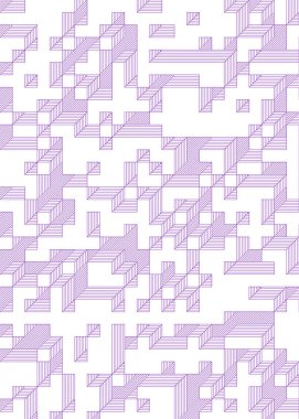 Edward Zajec 'in 1971' deki Il Cubo 'sunun uygulanması. Esasen 8 taştan oluşan bir Truchet fayans seti ve yerleştirme sanatı illüstrasyonu için kurallar