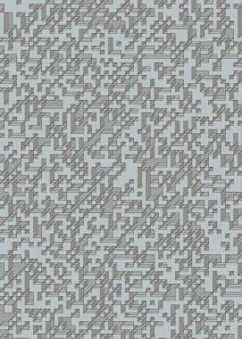 Edward Zajec 'in 1971' deki Il Cubo 'sunun uygulanması. Esasen 8 taştan oluşan bir Truchet fayans seti ve yerleştirme sanatı illüstrasyonu için kurallar