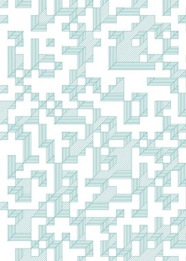 Edward Zajec 'in 1971' deki Il Cubo 'sunun uygulanması. Esasen 8 taştan oluşan bir Truchet fayans seti ve yerleştirme sanatı illüstrasyonu için kurallar