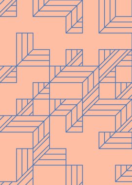 Edward Zajec 'in 1971' deki Il Cubo 'sunun uygulanması. Esasen 8 taştan oluşan bir Truchet fayans seti ve yerleştirme sanatı illüstrasyonu için kurallar