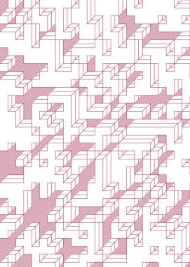 Edward Zajec 'in 1971' deki Il Cubo 'sunun uygulanması. Esasen 8 taştan oluşan bir Truchet fayans seti ve yerleştirme sanatı illüstrasyonu için kurallar