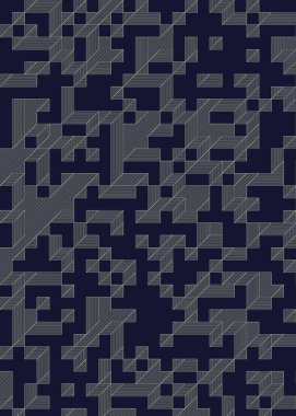 Edward Zajec 'in 1971' deki Il Cubo 'sunun uygulanması. Esasen 8 taştan oluşan bir Truchet fayans seti ve yerleştirme sanatı illüstrasyonu için kurallar