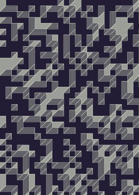 Edward Zajec 'in 1971' deki Il Cubo 'sunun uygulanması. Esasen 8 taştan oluşan bir Truchet fayans seti ve yerleştirme sanatı illüstrasyonu için kurallar