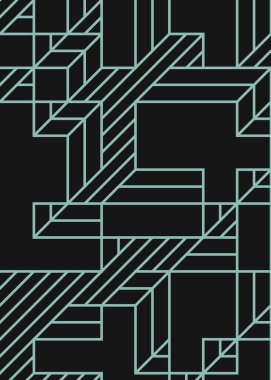 Edward Zajec 'in 1971' deki Il Cubo 'sunun uygulanması. Esasen 8 taştan oluşan bir Truchet fayans seti ve yerleştirme sanatı illüstrasyonu için kurallar