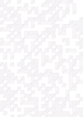 Edward Zajec 'in 1971' deki Il Cubo 'sunun uygulanması. Esasen 8 taştan oluşan bir Truchet fayans seti ve yerleştirme sanatı illüstrasyonu için kurallar