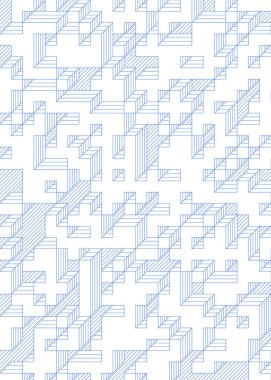 Edward Zajec 'in 1971' deki Il Cubo 'sunun uygulanması. Esasen 8 taştan oluşan bir Truchet fayans seti ve yerleştirme sanatı illüstrasyonu için kurallar
