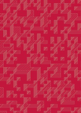 Edward Zajec 'in 1971' deki Il Cubo 'sunun uygulanması. Esasen 8 taştan oluşan bir Truchet fayans seti ve yerleştirme sanatı illüstrasyonu için kurallar