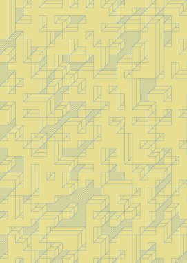 Edward Zajec 'in 1971' deki Il Cubo 'sunun uygulanması. Esasen 8 taştan oluşan bir Truchet fayans seti ve yerleştirme sanatı illüstrasyonu için kurallar