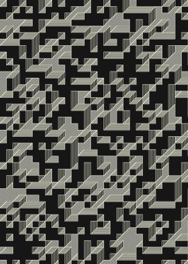 Edward Zajec 'in 1971' deki Il Cubo 'sunun uygulanması. Esasen 8 taştan oluşan bir Truchet fayans seti ve yerleştirme sanatı illüstrasyonu için kurallar