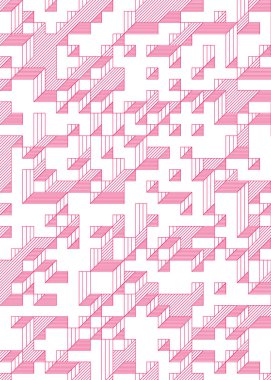 Edward Zajec 'in 1971' deki Il Cubo 'sunun uygulanması. Esasen 8 taştan oluşan bir Truchet fayans seti ve yerleştirme sanatı illüstrasyonu için kurallar