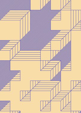 Edward Zajec 'in 1971' deki Il Cubo 'sunun uygulanması. Esasen 8 taştan oluşan bir Truchet fayans seti ve yerleştirme sanatı illüstrasyonu için kurallar