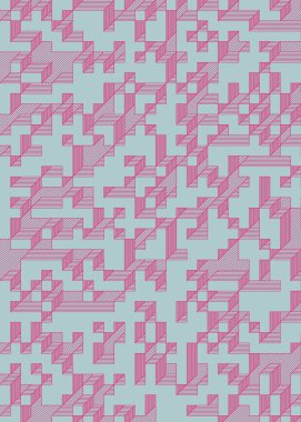 Edward Zajec 'in 1971' deki Il Cubo 'sunun uygulanması. Esasen 8 taştan oluşan bir Truchet fayans seti ve yerleştirme sanatı illüstrasyonu için kurallar