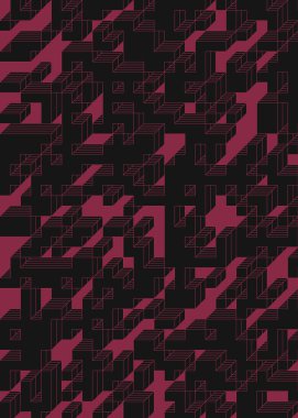 Edward Zajec 'in 1971' deki Il Cubo 'sunun uygulanması. Esasen 8 taştan oluşan bir Truchet fayans seti ve yerleştirme sanatı illüstrasyonu için kurallar