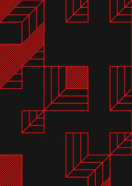 Edward Zajec 'in 1971' deki Il Cubo 'sunun uygulanması. Esasen 8 taştan oluşan bir Truchet fayans seti ve yerleştirme sanatı illüstrasyonu için kurallar