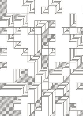 Edward Zajec 'in 1971' deki Il Cubo 'sunun uygulanması. Esasen 8 taştan oluşan bir Truchet fayans seti ve yerleştirme sanatı illüstrasyonu için kurallar