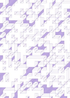 Edward Zajec 'in 1971' deki Il Cubo 'sunun uygulanması. Esasen 8 taştan oluşan bir Truchet fayans seti ve yerleştirme sanatı illüstrasyonu için kurallar