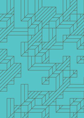 Edward Zajec 'in 1971' deki Il Cubo 'sunun uygulanması. Esasen 8 taştan oluşan bir Truchet fayans seti ve yerleştirme sanatı illüstrasyonu için kurallar