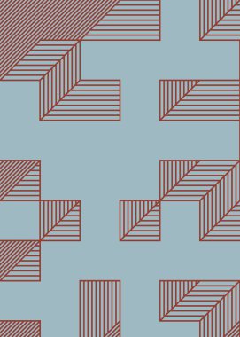 Edward Zajec 'in 1971' deki Il Cubo 'sunun uygulanması. Esasen 8 taştan oluşan bir Truchet fayans seti ve yerleştirme sanatı illüstrasyonu için kurallar