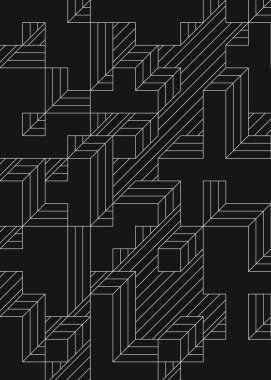 Edward Zajec 'in 1971' deki Il Cubo 'sunun uygulanması. Esasen 8 taştan oluşan bir Truchet fayans seti ve yerleştirme sanatı illüstrasyonu için kurallar