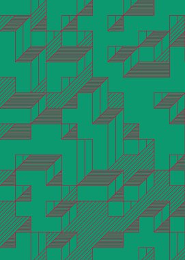 Edward Zajec 'in 1971' deki Il Cubo 'sunun uygulanması. Esasen 8 taştan oluşan bir Truchet fayans seti ve yerleştirme sanatı illüstrasyonu için kurallar