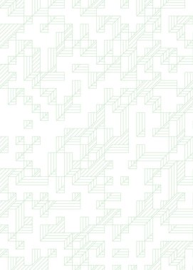 Edward Zajec 'in 1971' deki Il Cubo 'sunun uygulanması. Esasen 8 taştan oluşan bir Truchet fayans seti ve yerleştirme sanatı illüstrasyonu için kurallar