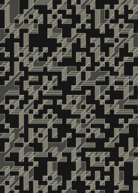 Edward Zajec 'in 1971' deki Il Cubo 'sunun uygulanması. Esasen 8 taştan oluşan bir Truchet fayans seti ve yerleştirme sanatı illüstrasyonu için kurallar