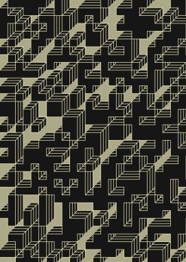Edward Zajec 'in 1971' deki Il Cubo 'sunun uygulanması. Esasen 8 taştan oluşan bir Truchet fayans seti ve yerleştirme sanatı illüstrasyonu için kurallar