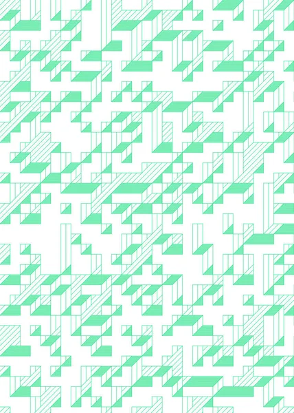 Edward Zajec 'in 1971' deki Il Cubo 'sunun uygulanması. Esasen 8 taştan oluşan bir Truchet fayans seti ve yerleştirme sanatı illüstrasyonu için kurallar