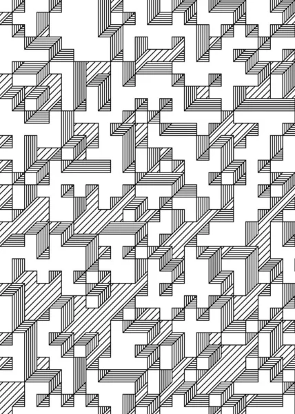 Edward Zajec 'in 1971' deki Il Cubo 'sunun uygulanması. Esasen 8 taştan oluşan bir Truchet fayans seti ve yerleştirme sanatı illüstrasyonu için kurallar