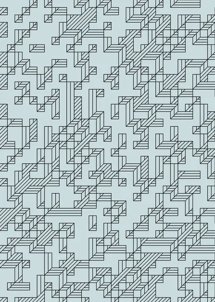 Edward Zajec 'in 1971' deki Il Cubo 'sunun uygulanması. Esasen 8 taştan oluşan bir Truchet fayans seti ve yerleştirme sanatı illüstrasyonu için kurallar