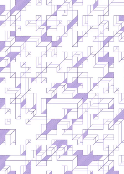 Edward Zajec 'in 1971' deki Il Cubo 'sunun uygulanması. Esasen 8 taştan oluşan bir Truchet fayans seti ve yerleştirme sanatı illüstrasyonu için kurallar