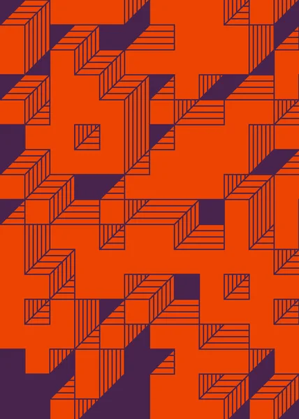 Edward Zajec 'in 1971' deki Il Cubo 'sunun uygulanması. Esasen 8 taştan oluşan bir Truchet fayans seti ve yerleştirme sanatı illüstrasyonu için kurallar