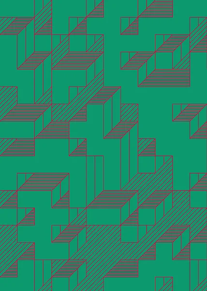 Edward Zajec 'in 1971' deki Il Cubo 'sunun uygulanması. Esasen 8 taştan oluşan bir Truchet fayans seti ve yerleştirme sanatı illüstrasyonu için kurallar