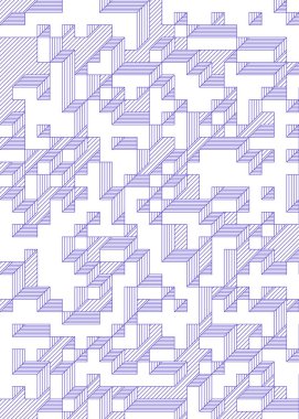 Edward Zajec 'in 1971' deki Il Cubo 'sunun uygulanması. Esasen 8 taştan oluşan bir Truchet fayans seti ve yerleştirme sanatı illüstrasyonu için kurallar