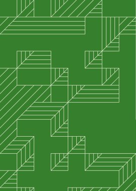 Edward Zajec 'in 1971' deki Il Cubo 'sunun uygulanması. Esasen 8 taştan oluşan bir Truchet fayans seti ve yerleştirme sanatı illüstrasyonu için kurallar