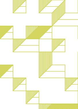 Edward Zajec 'in 1971' deki Il Cubo 'sunun uygulanması. Esasen 8 taştan oluşan bir Truchet fayans seti ve yerleştirme sanatı illüstrasyonu için kurallar