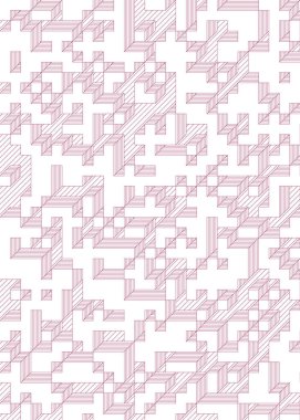 Edward Zajec 'in 1971' deki Il Cubo 'sunun uygulanması. Esasen 8 taştan oluşan bir Truchet fayans seti ve yerleştirme sanatı illüstrasyonu için kurallar