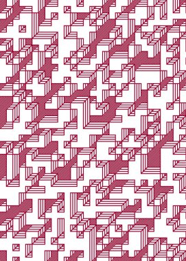 Edward Zajec 'in 1971' deki Il Cubo 'sunun uygulanması. Esasen 8 taştan oluşan bir Truchet fayans seti ve yerleştirme sanatı illüstrasyonu için kurallar