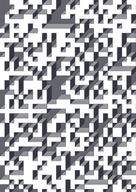 Edward Zajec 'in 1971' deki Il Cubo 'sunun uygulanması. Esasen 8 taştan oluşan bir Truchet fayans seti ve yerleştirme sanatı illüstrasyonu için kurallar