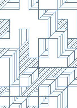 Edward Zajec 'in 1971' deki Il Cubo 'sunun uygulanması. Esasen 8 taştan oluşan bir Truchet fayans seti ve yerleştirme sanatı illüstrasyonu için kurallar