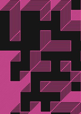 Edward Zajec 'in 1971' deki Il Cubo 'sunun uygulanması. Esasen 8 taştan oluşan bir Truchet fayans seti ve yerleştirme sanatı illüstrasyonu için kurallar