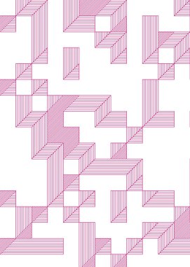 Edward Zajec 'in 1971' deki Il Cubo 'sunun uygulanması. Esasen 8 taştan oluşan bir Truchet fayans seti ve yerleştirme sanatı illüstrasyonu için kurallar