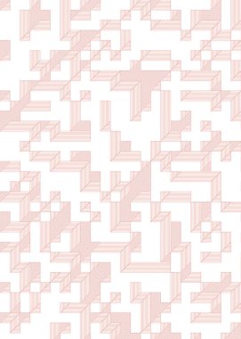 Edward Zajec 'in 1971' deki Il Cubo 'sunun uygulanması. Esasen 8 taştan oluşan bir Truchet fayans seti ve yerleştirme sanatı illüstrasyonu için kurallar